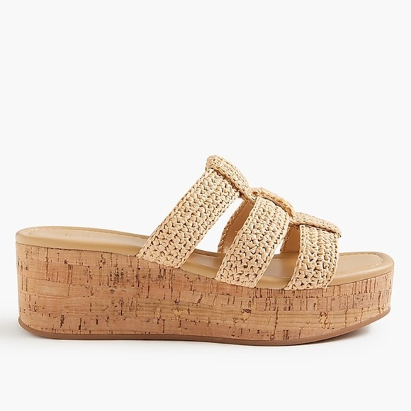 J. Crew Factory Fisherman Flat-form Wedges Sandal in Toasted Woven Tan Size 7 - Picture 1 of 10